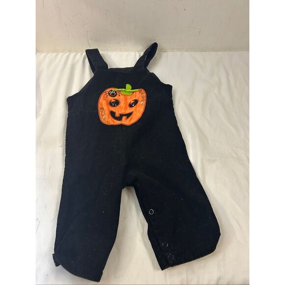 Rare Editions Boys Pumpkin Black romper 9m Vtg Philippines - Picture 3 of 8